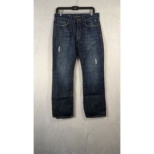 Express Jeans Mens 30x30 Blue Rocco Slim Fit Bootcut Distressed Dark Wash